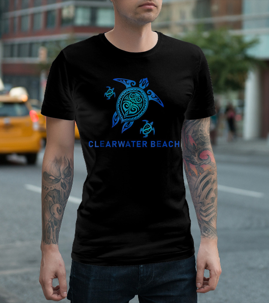 Clearwater Beach Sea Blue Tribal Turtle T-Shirt