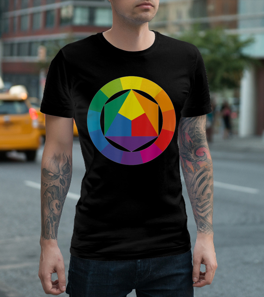 Color Wheel Palette Artist Painter Art Teacher Geometric Color Spectrum T-Shirt