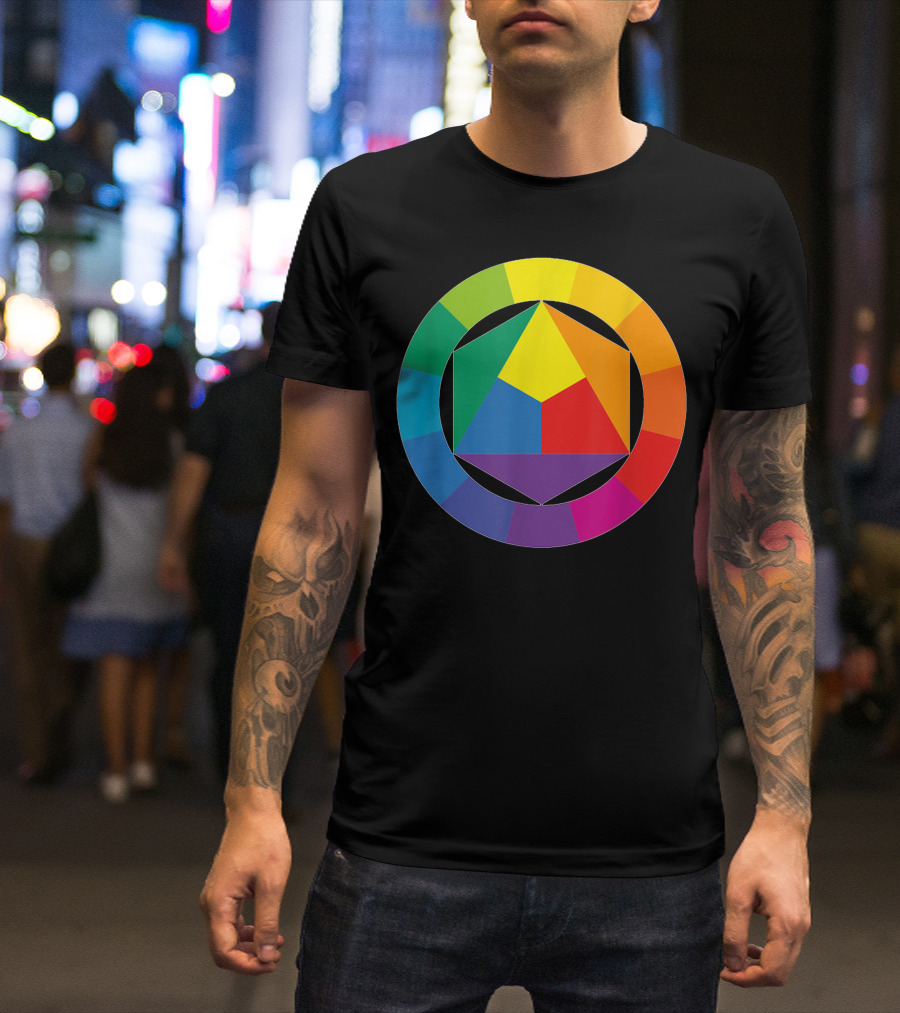 Color Wheel Palette Artist Painter Art Teacher Geometric Color Spectrum T-Shirt