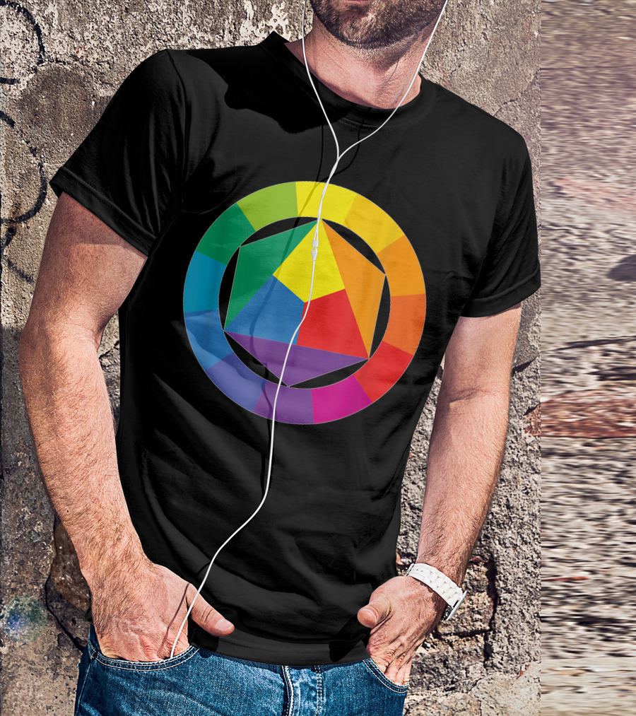 Color Wheel Palette Artist Painter Art Teacher Geometric Color Spectrum T-Shirt