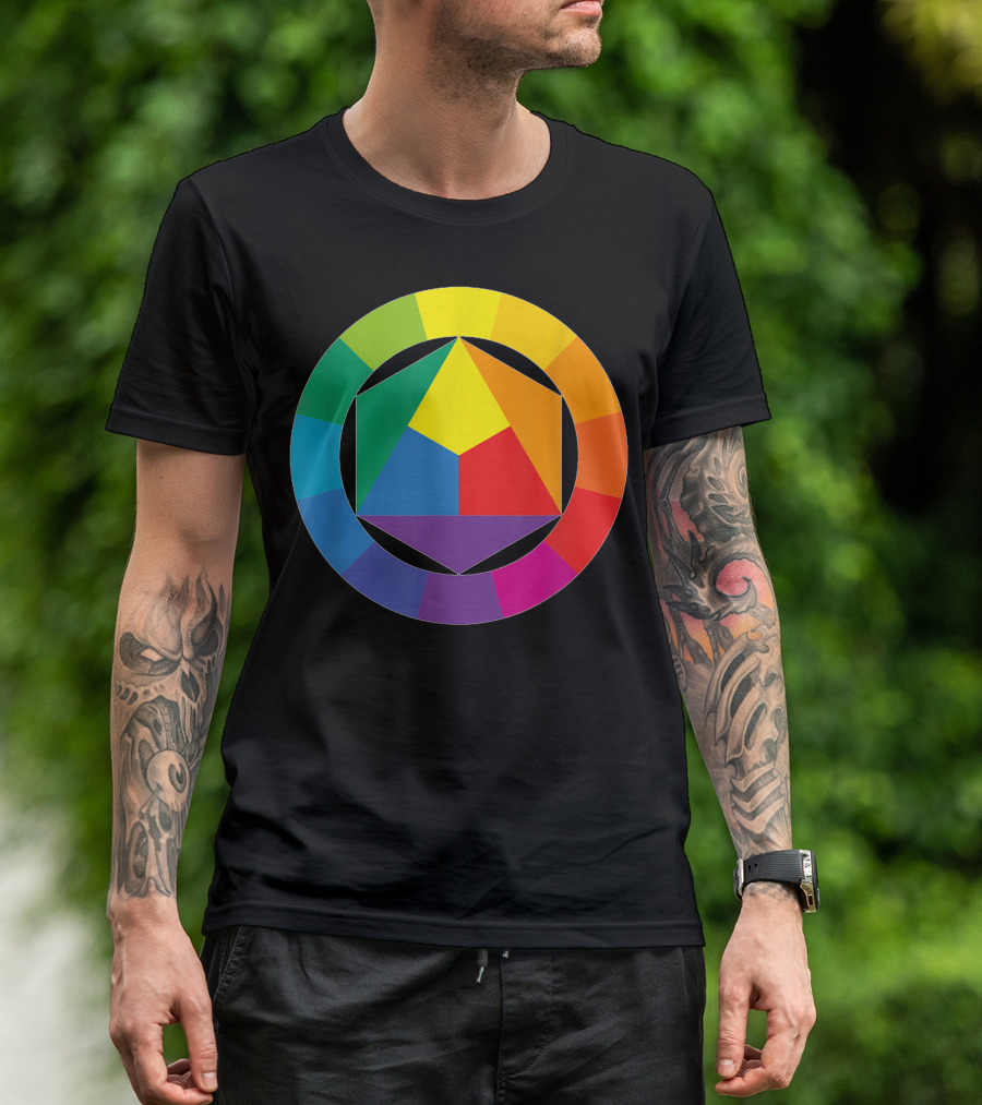 Color Wheel Palette Artist Painter Art Teacher Geometric Color Spectrum T-Shirt