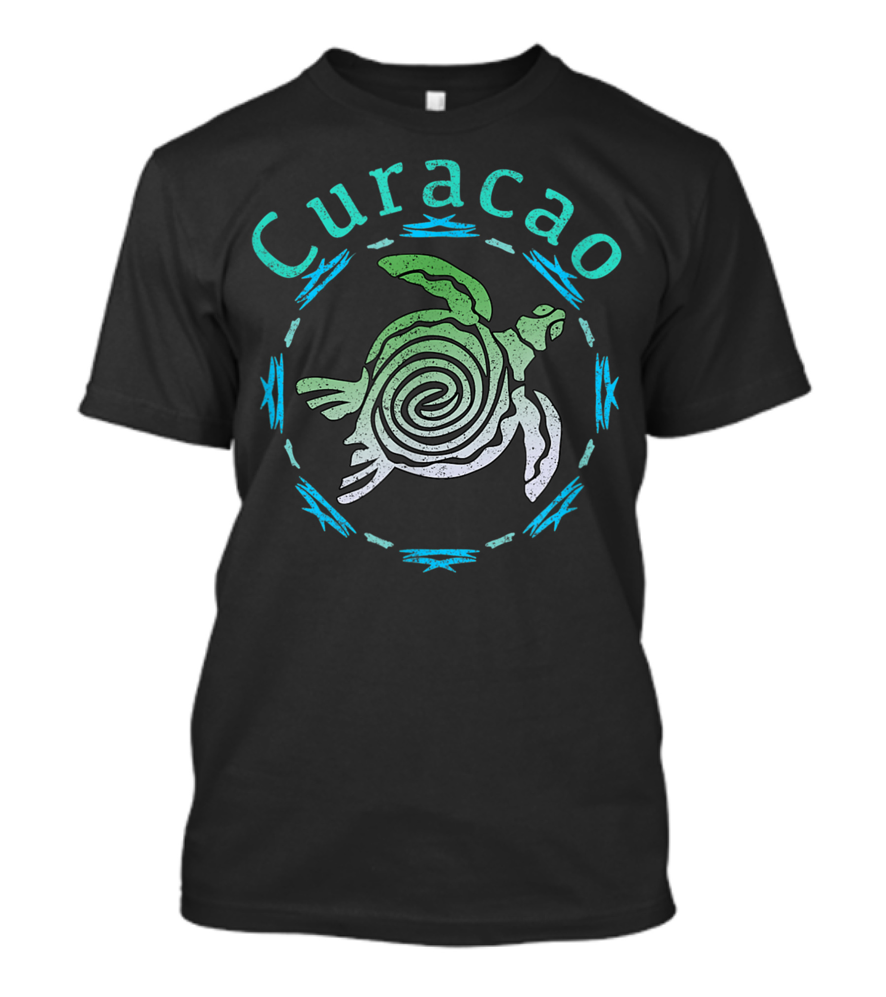 Curacao Vintage Tribal Turtle Spiral T-Shirt