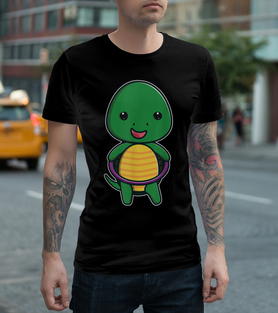 Kawaii Cute Turtle with Hula Hoop Fun T-Shirt