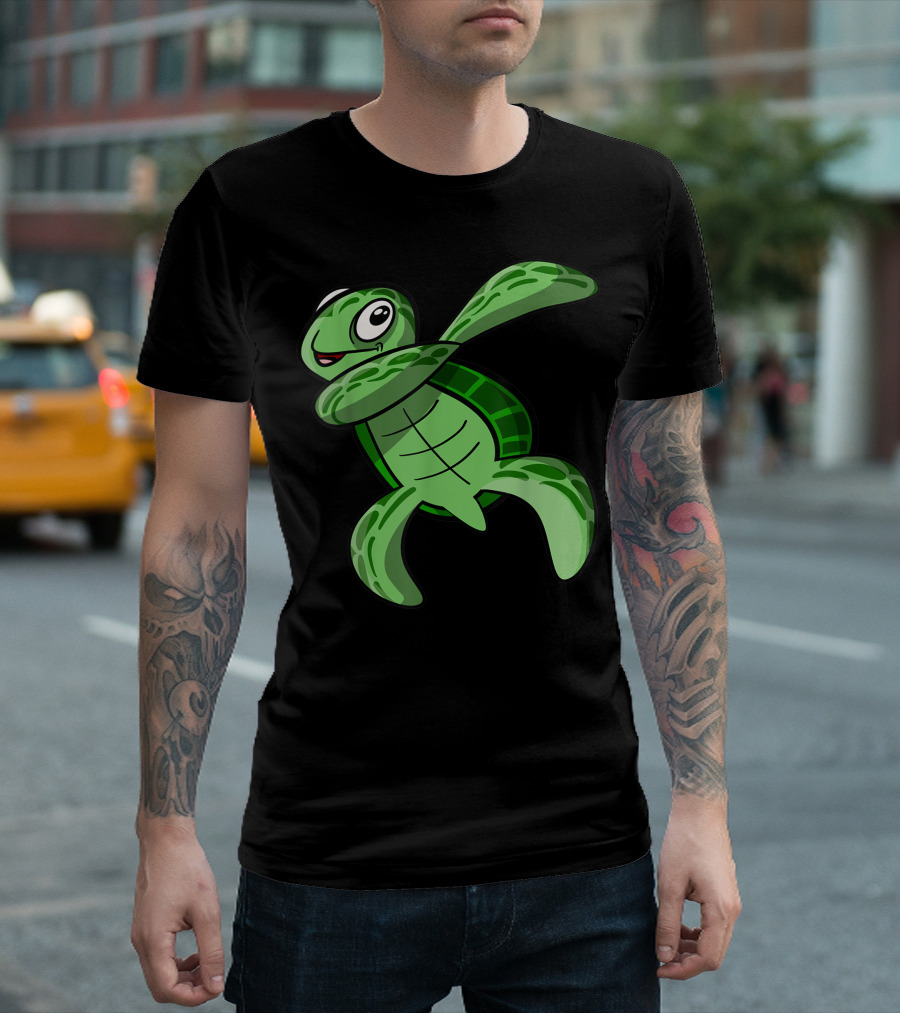 Dabbing Sea Turtle Cartoon Pose T-Shirt