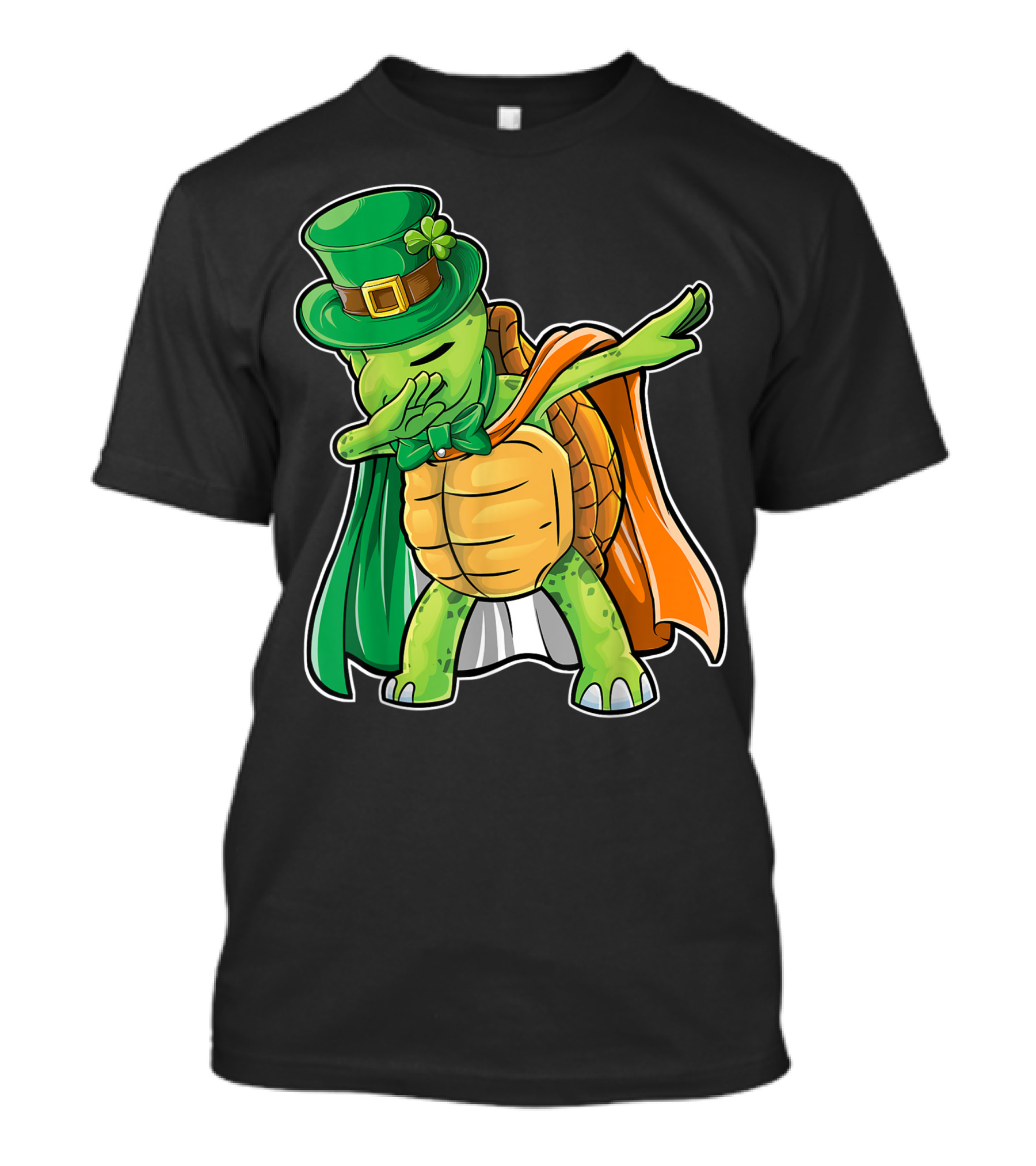 Dabbing Turtle St Patricks Day Leprechaun With Irish Flag Cape T-Shirt