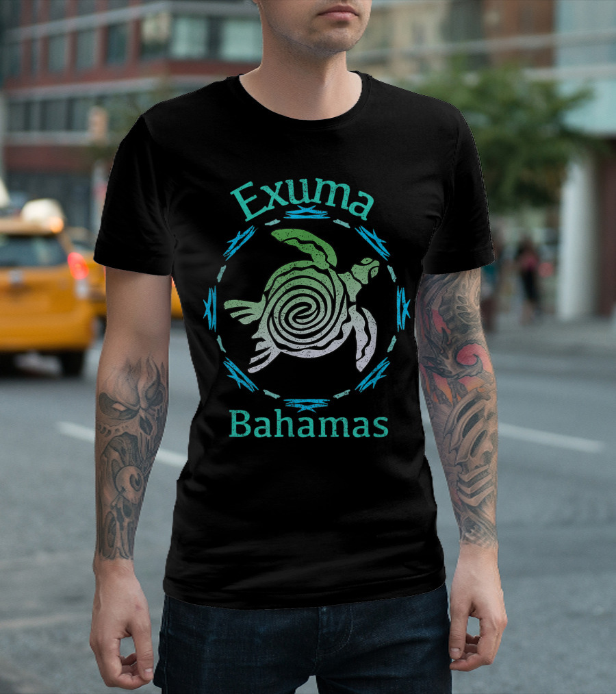 Exuma Bahamas Vintage Tribal Turtle T-Shirt