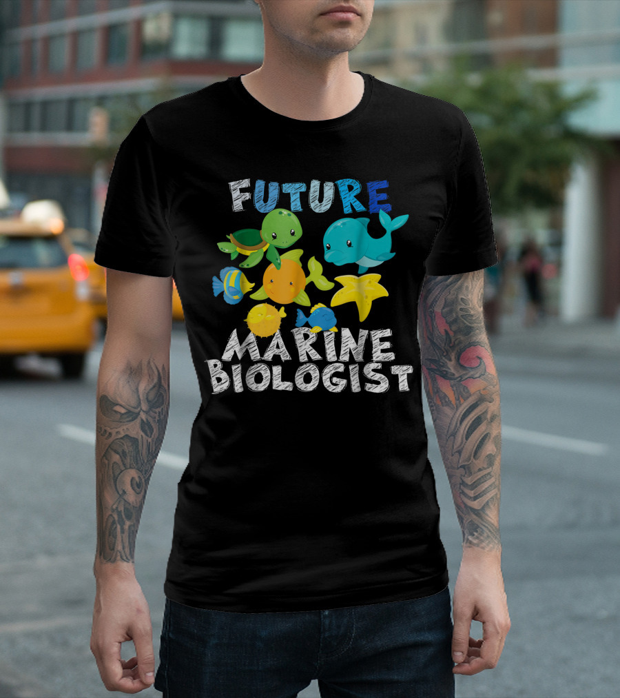 Future Marine Biologist Fish Turtle Dolphin For Adults Kids T-Shirt