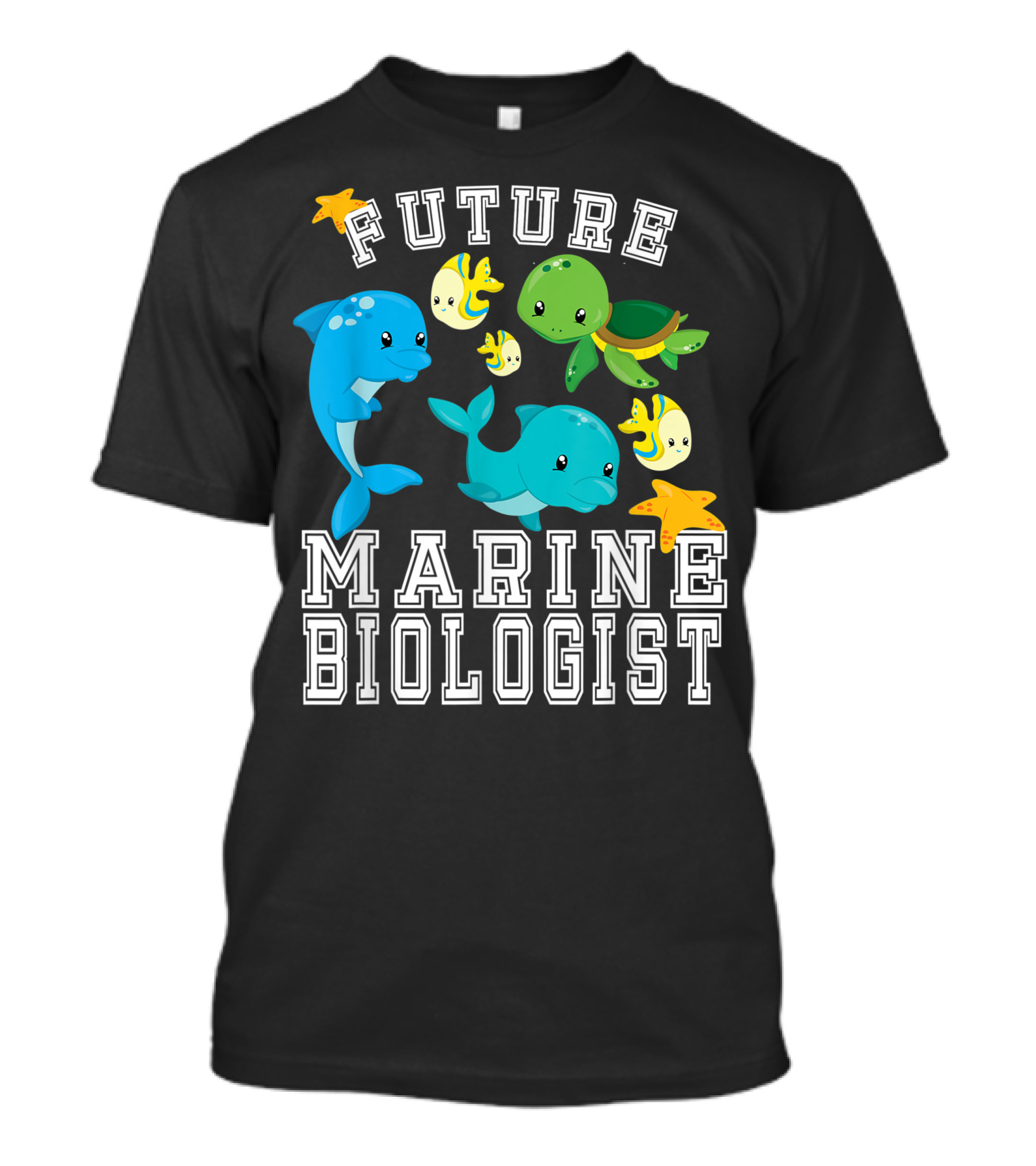 Future Marine Biologist With Dolphins Sea Turtle And Starfish T-Shirt