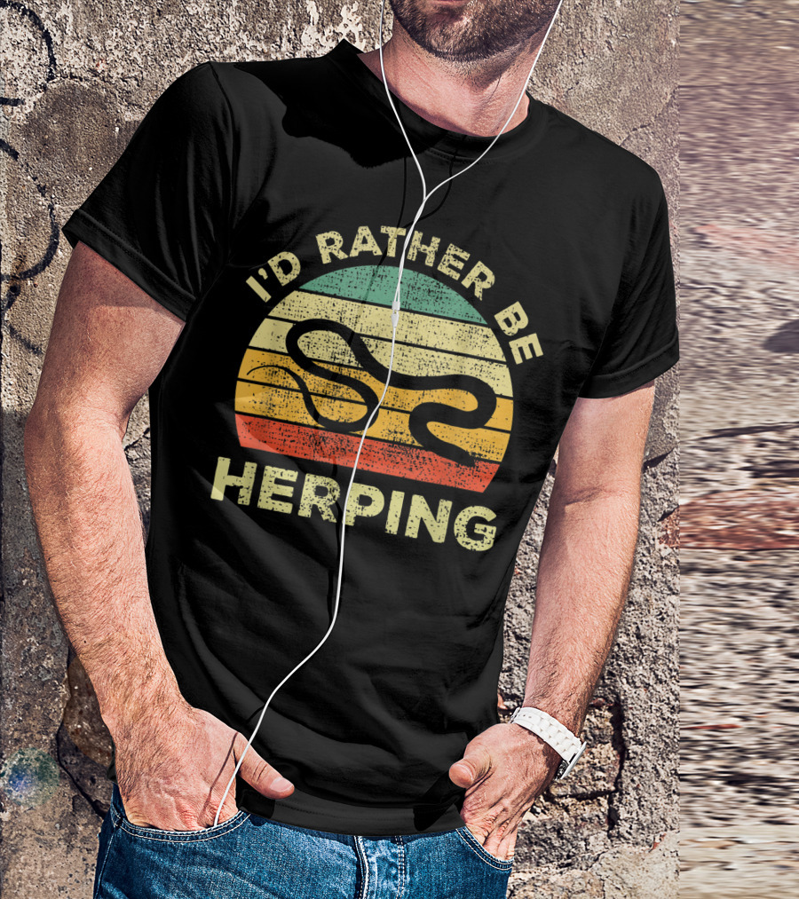 I'd Rather Be Herping Vintage Herpetology Snake Retro K7 T-Shirt