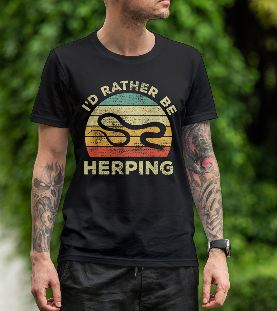 I'd Rather Be Herping Vintage Herpetology Snake Retro K7 T-Shirt