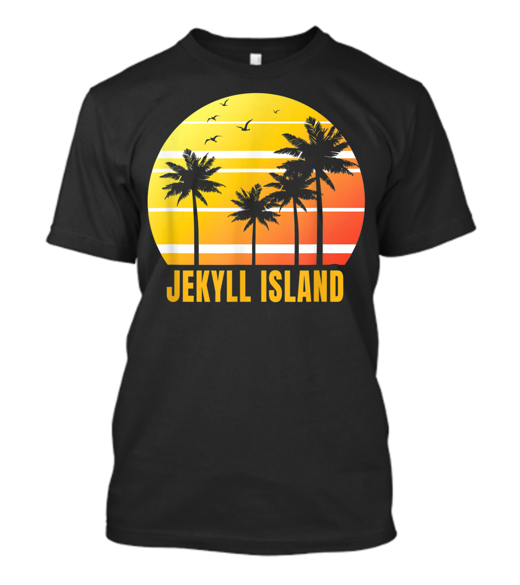Jekyll Island Palm Trees Sunset Birds Georgia Vacation T-Shirt
