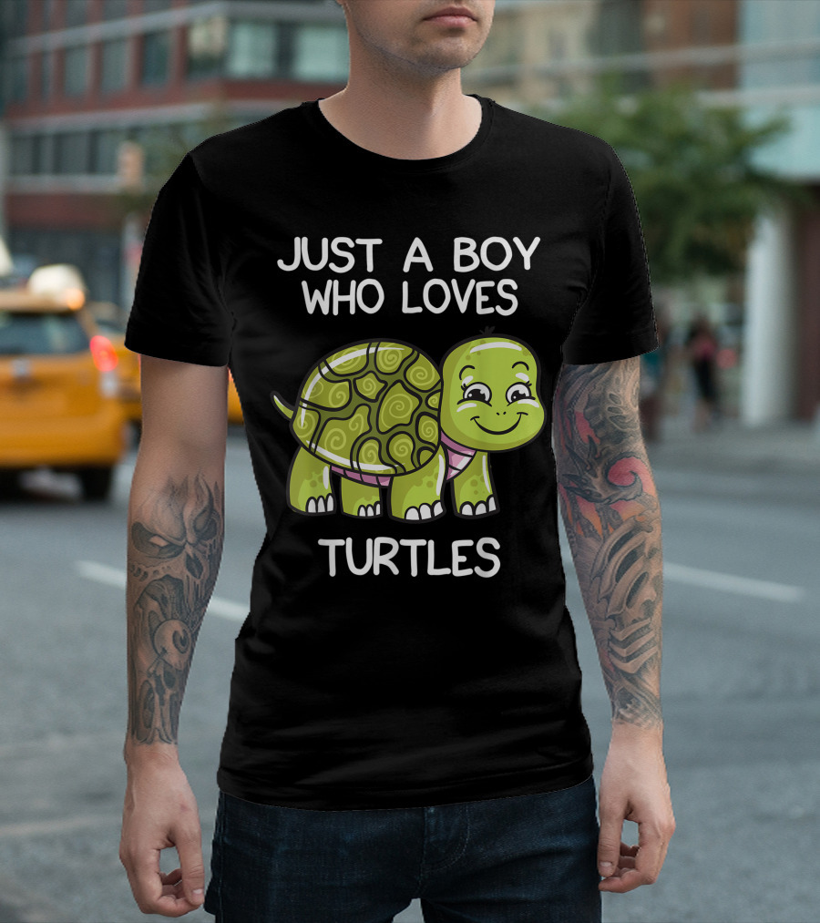 Just A Boy Who Loves Turtles Cute Turtle Lover T-Shirt