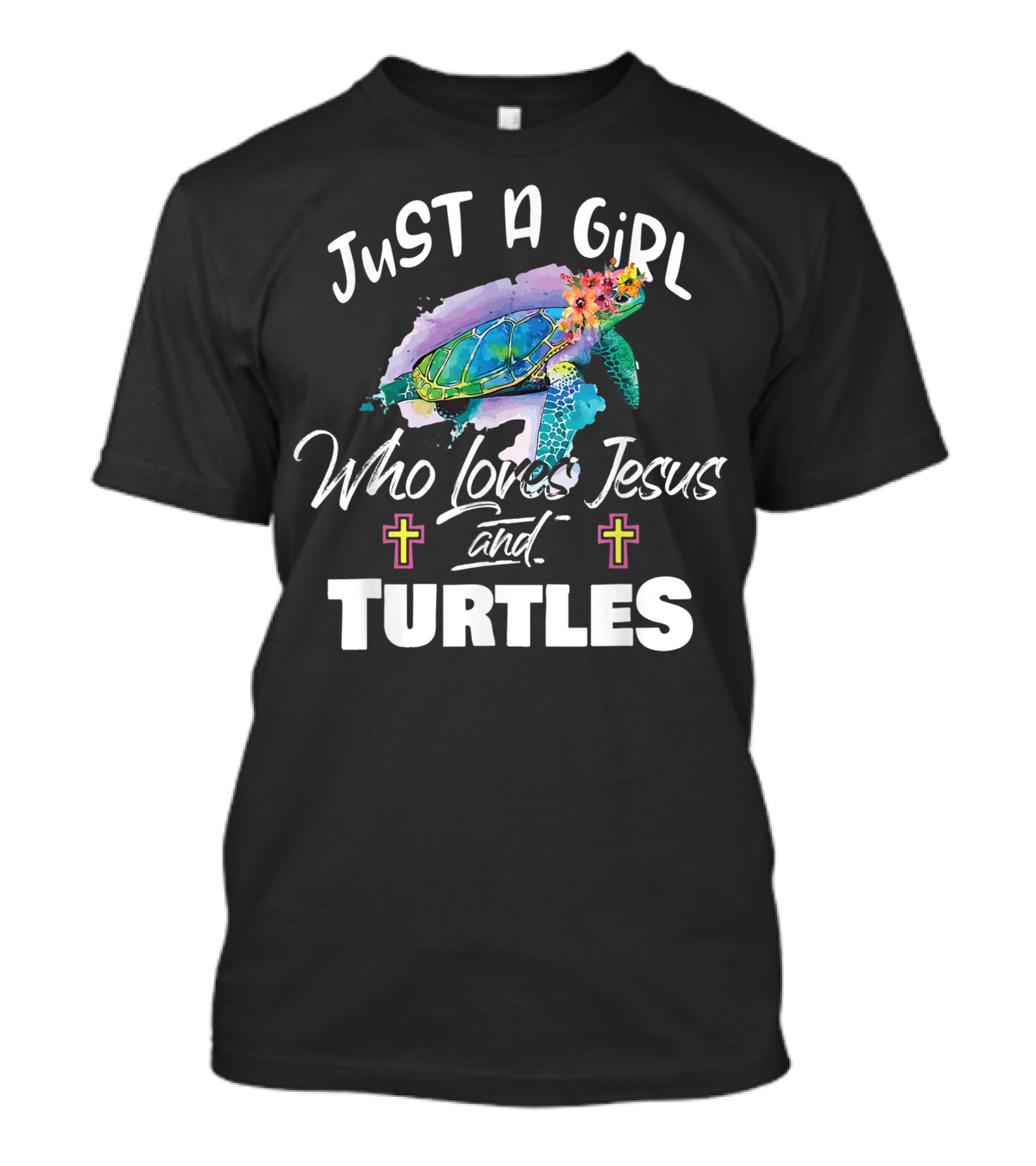 Just A Girl Who Loves Jesus And Turtles Colorful Christian T-Shirt