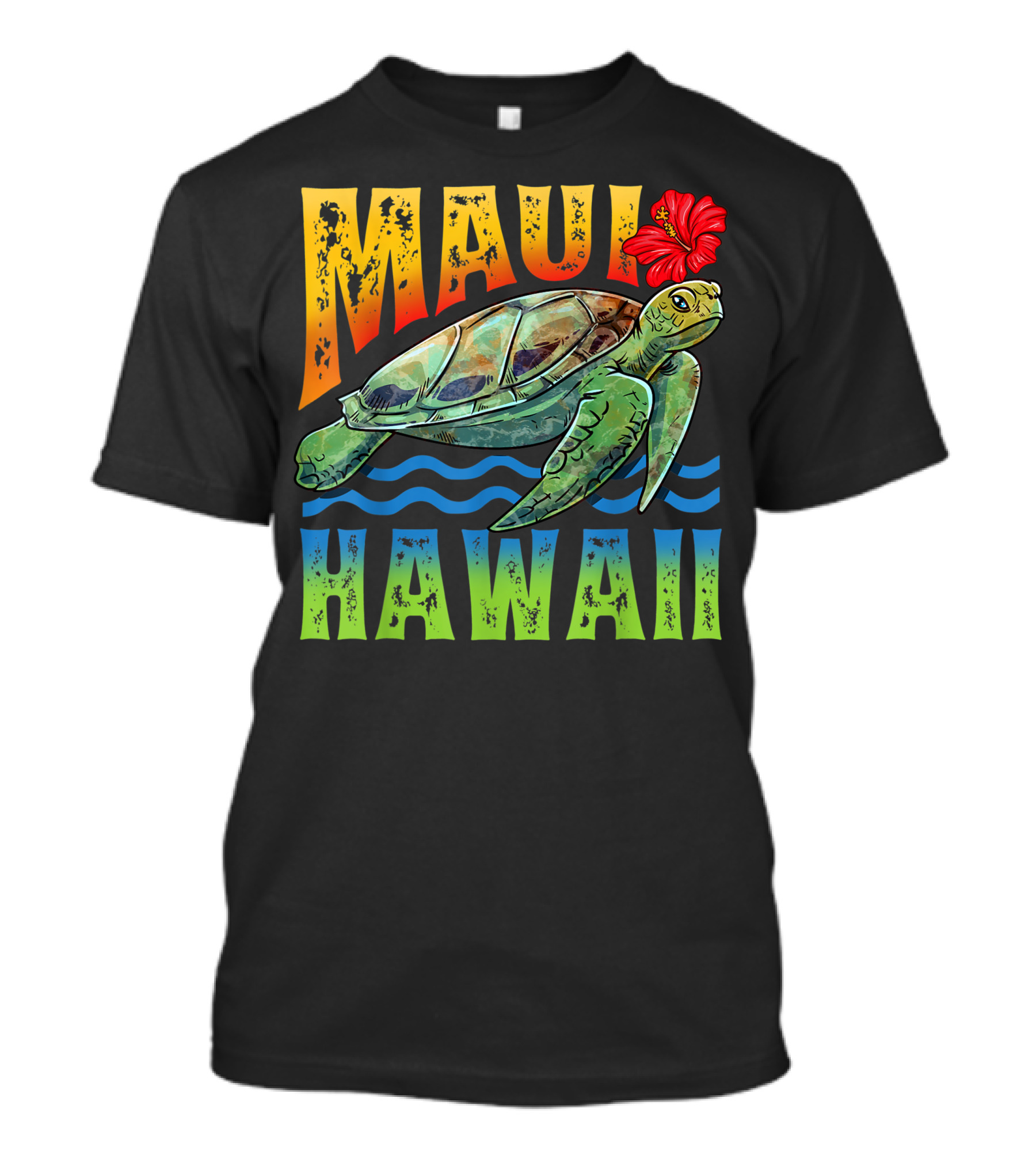 Maui Hawaii Hawaiian Turtle Tropical Summer Hibiscus Flower T-Shirt