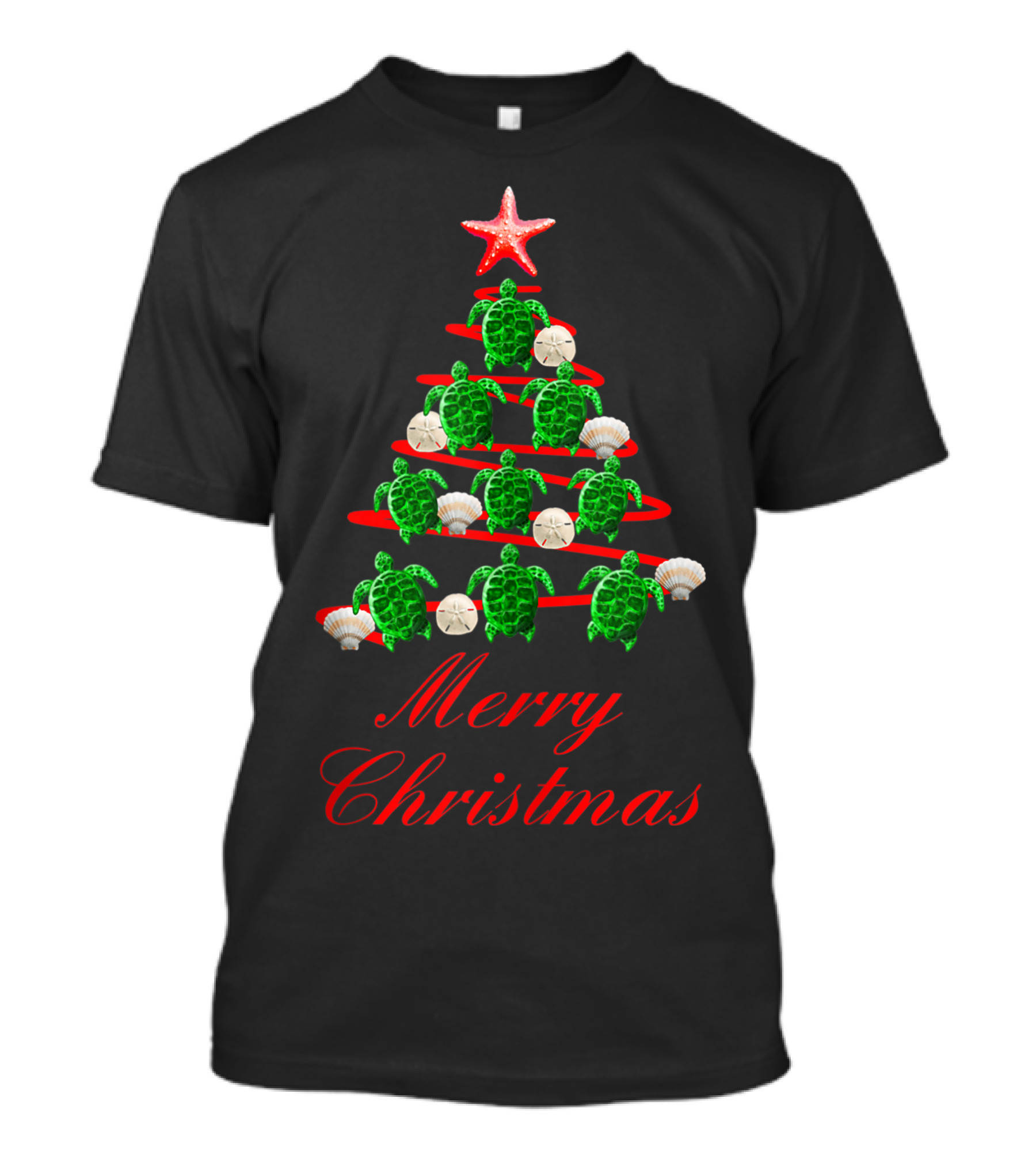 Merry Christmas Sea Turtle Holiday Tree T-Shirt