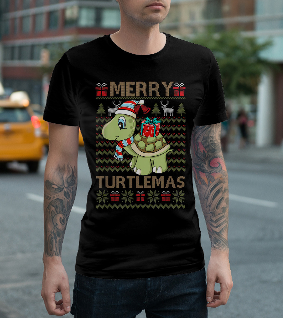 Merry Turtlemas Sea Turtle Lover Festive Christmas Holiday T-Shirt