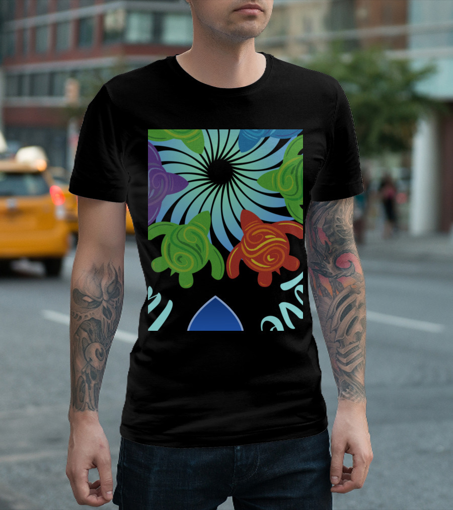 Ocean Sea Turtle Lover Spiral Pattern Vibrant Colors T-Shirt