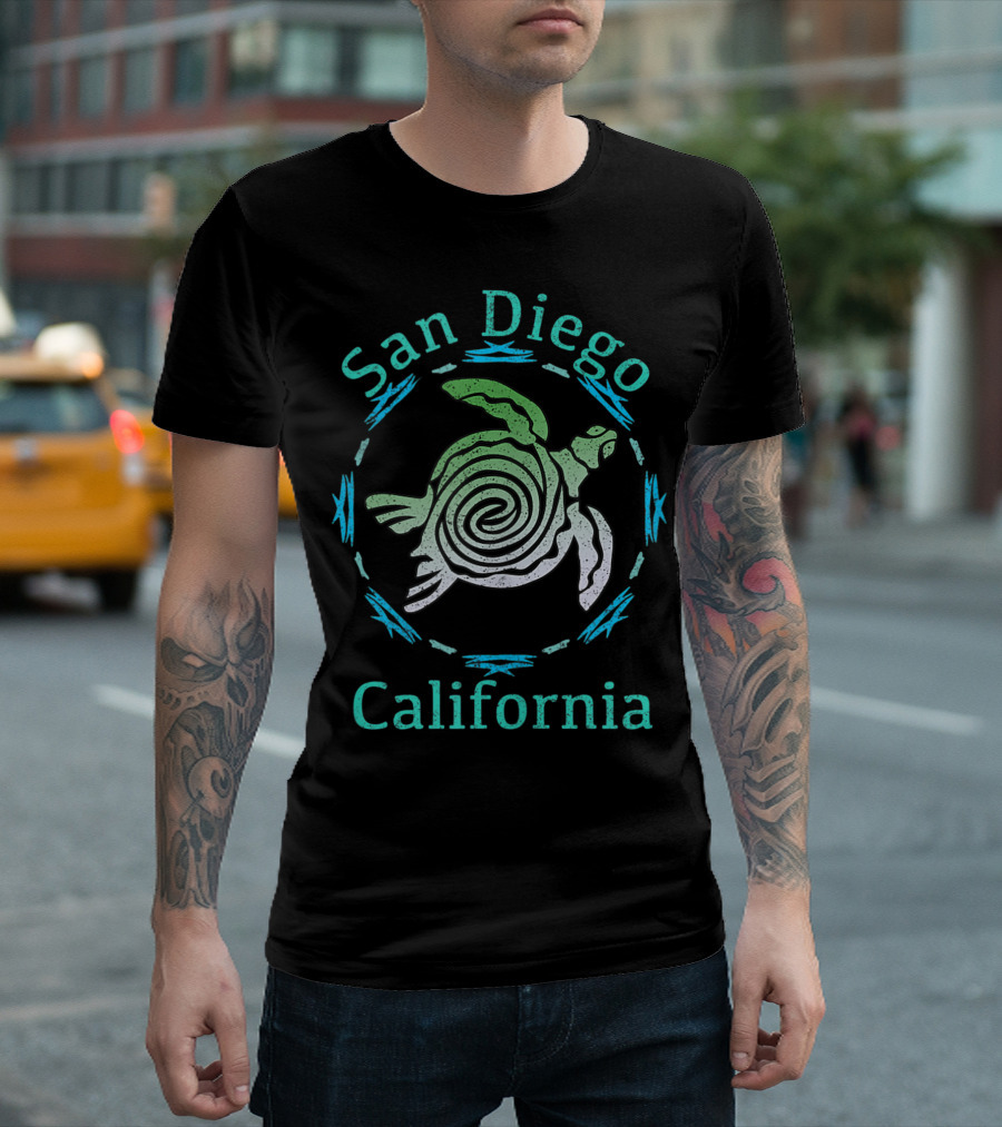 San Diego California Vintage Tribal Turtle T-Shirt