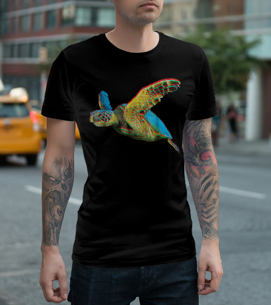 Save Our Turtles 3D Effect Cool World Turtle Day Animal Conservation T-Shirt