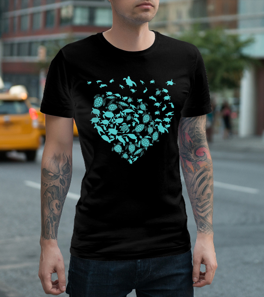 Heart Shaped Ocean Turtle Lovers Save The Ocean T-Shirt