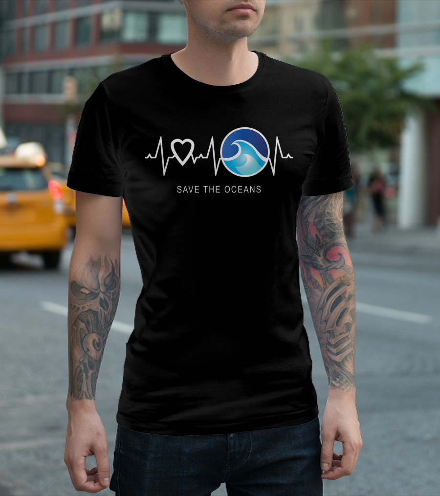 Save The Oceans Heartbeat Love Wave Mother Earth Day T-Shirt
