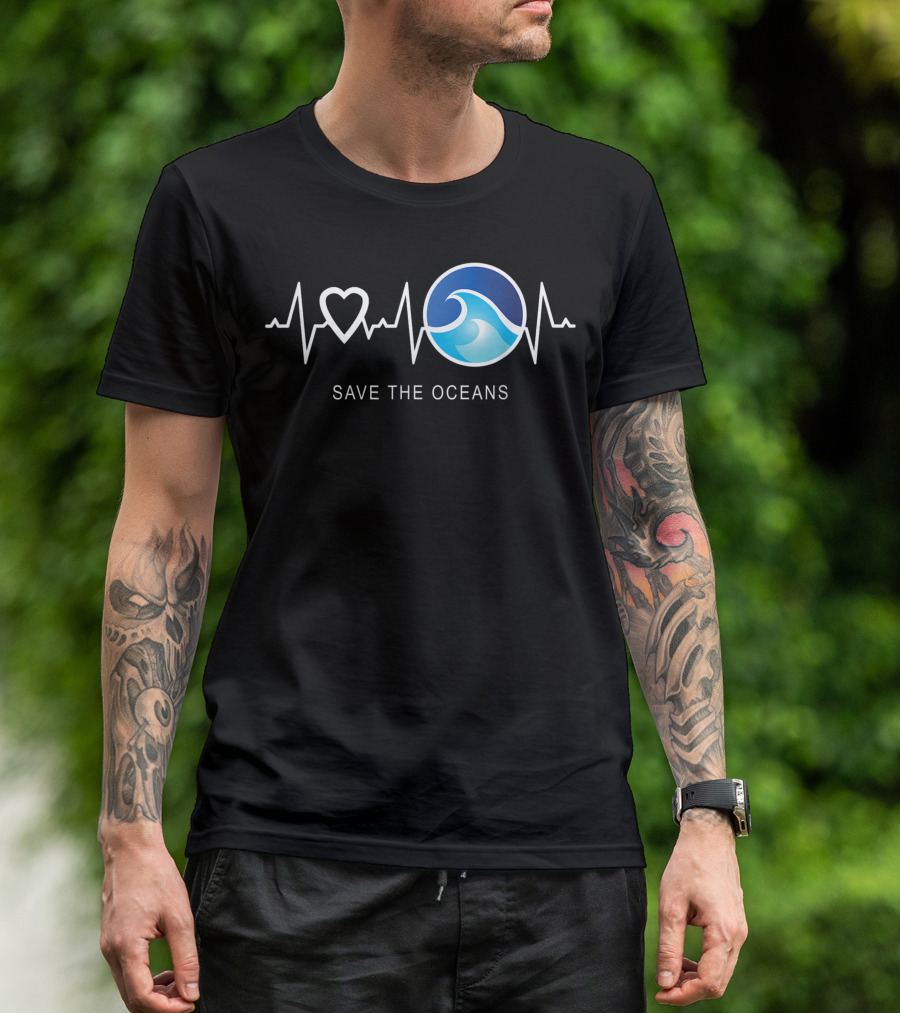 Save The Oceans Heartbeat Love Wave Mother Earth Day T-Shirt