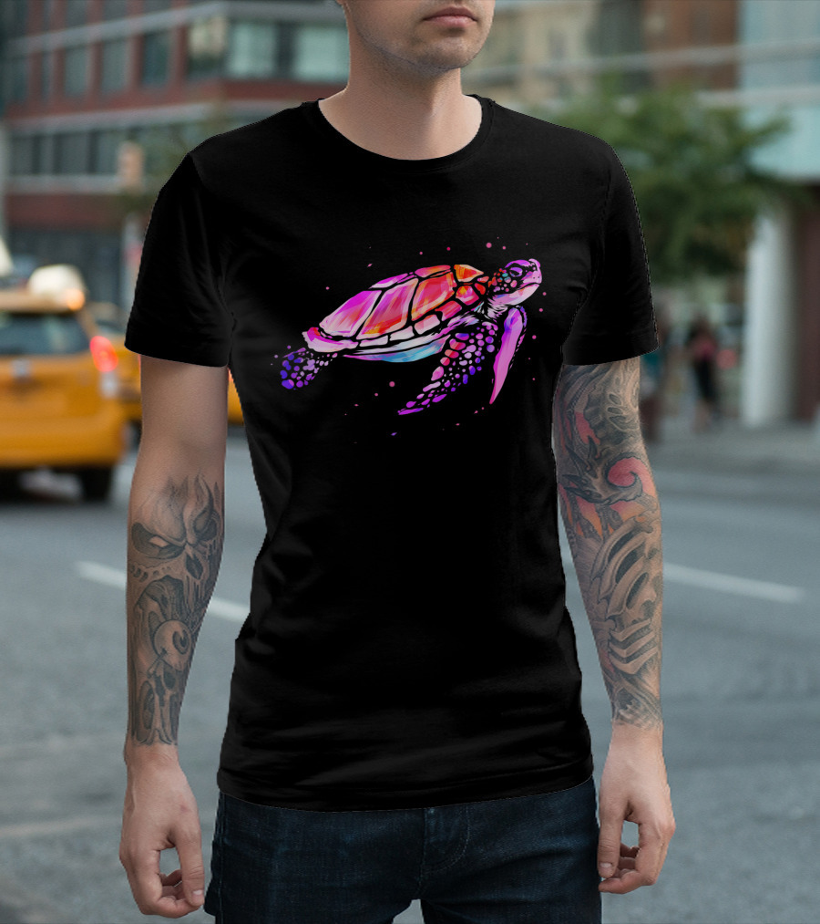 Sea Turtle Vibrant Colors Ocean Scuba Diving T-Shirt