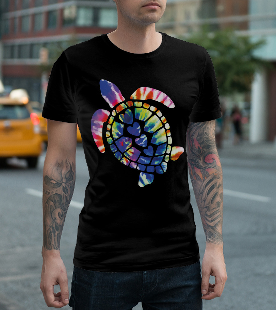 Sea Turtle Tie Dye Cute Turtle Lover Girls Heart T-Shirt