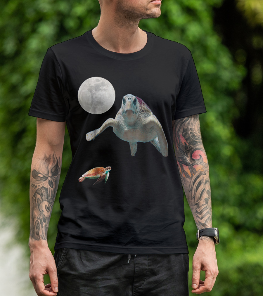 Sea Turtle Vintage 90s Moon-Themed Turtle T-Shirt