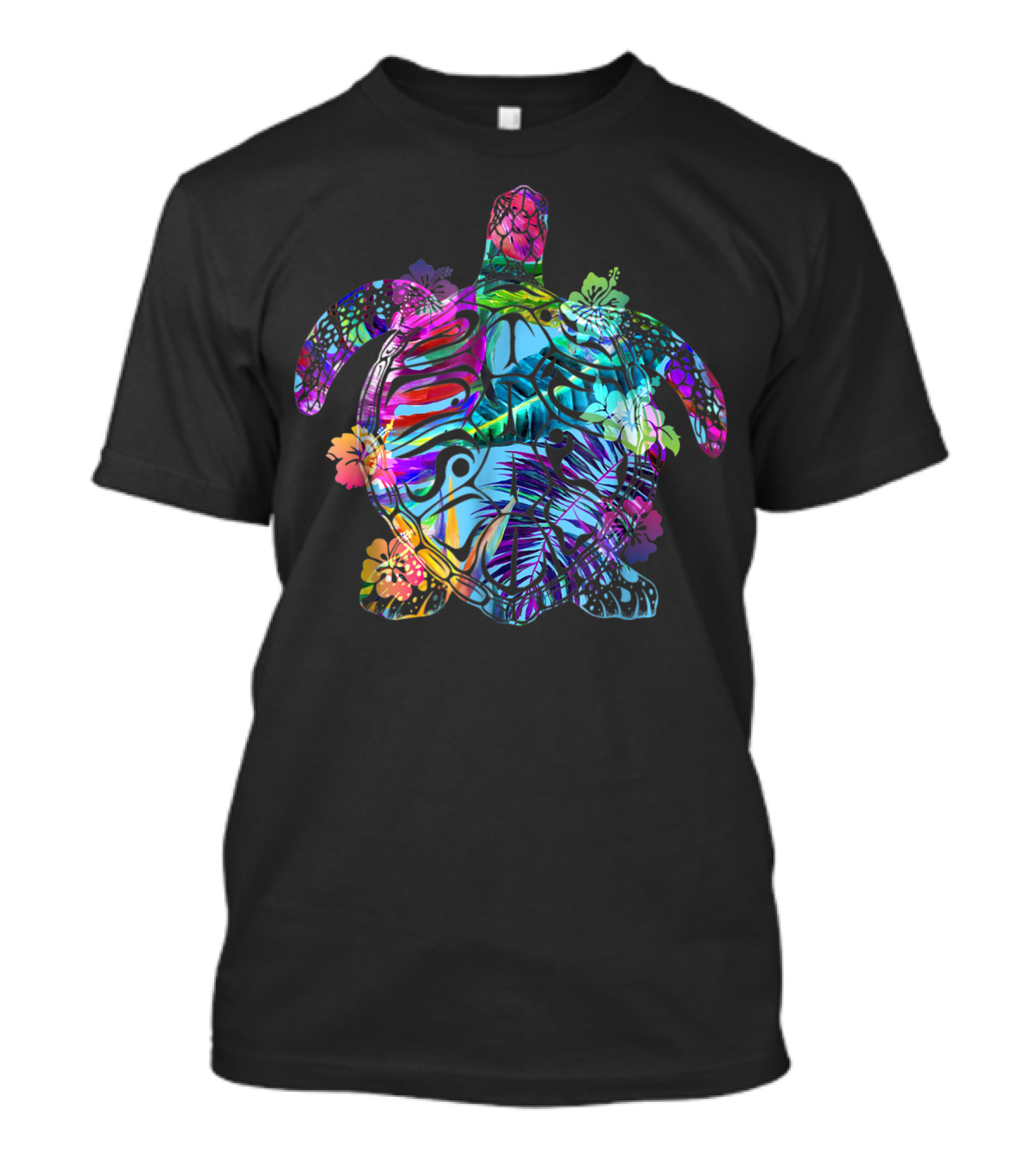 Colorful Sea Turtles Hibiscus Design Turtle Lover Hawaii Eh T-Shirt