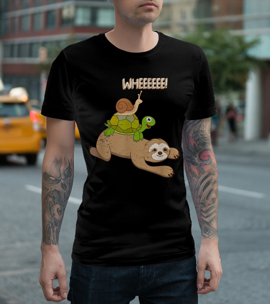 Wheeeeee Sloth Turtle Snail Shells Pace Decor T-Shirt