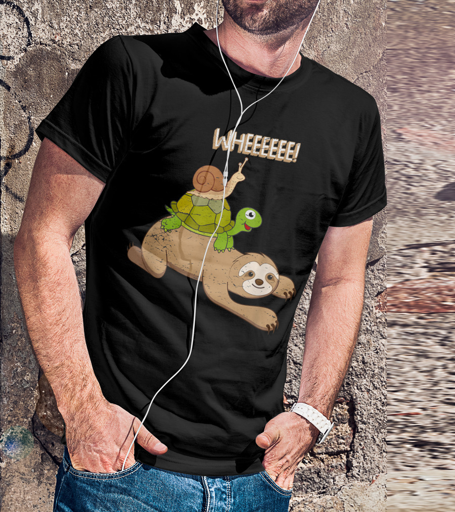 Wheeeeee Sloth Turtle Snail Shells Pace Decor T-Shirt