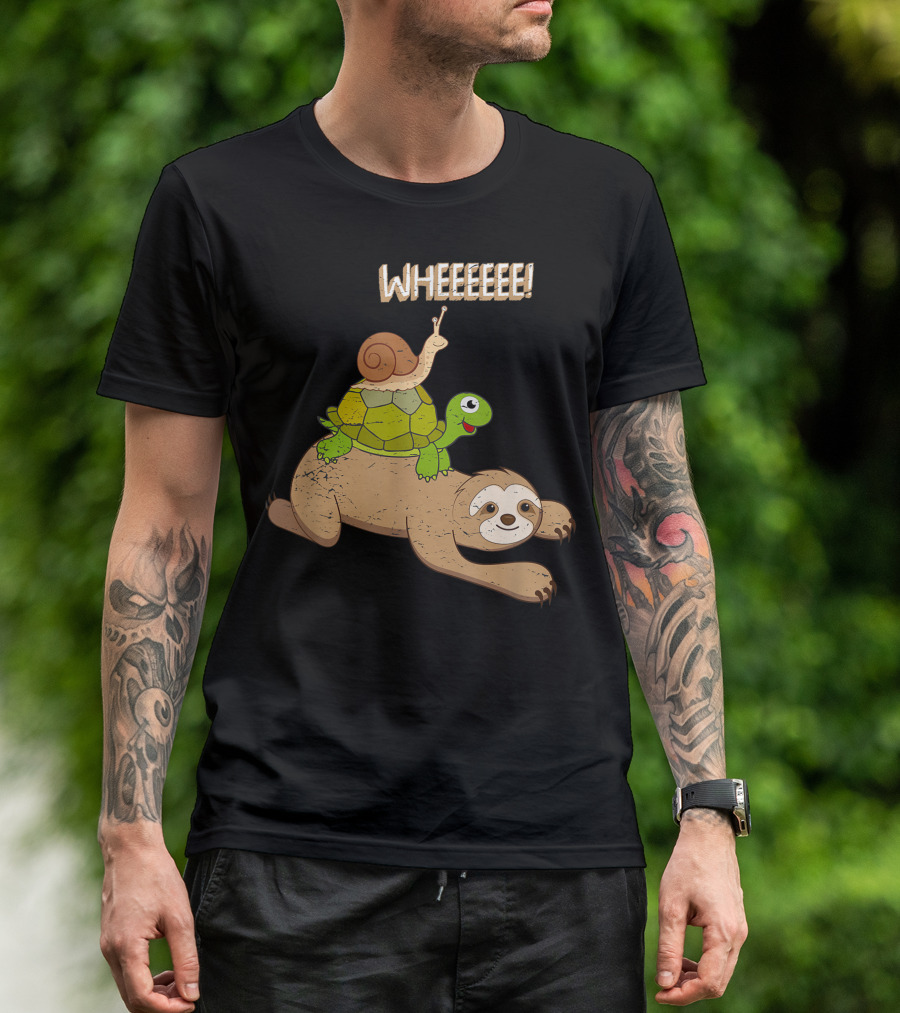 Wheeeeee Sloth Turtle Snail Shells Pace Decor T-Shirt
