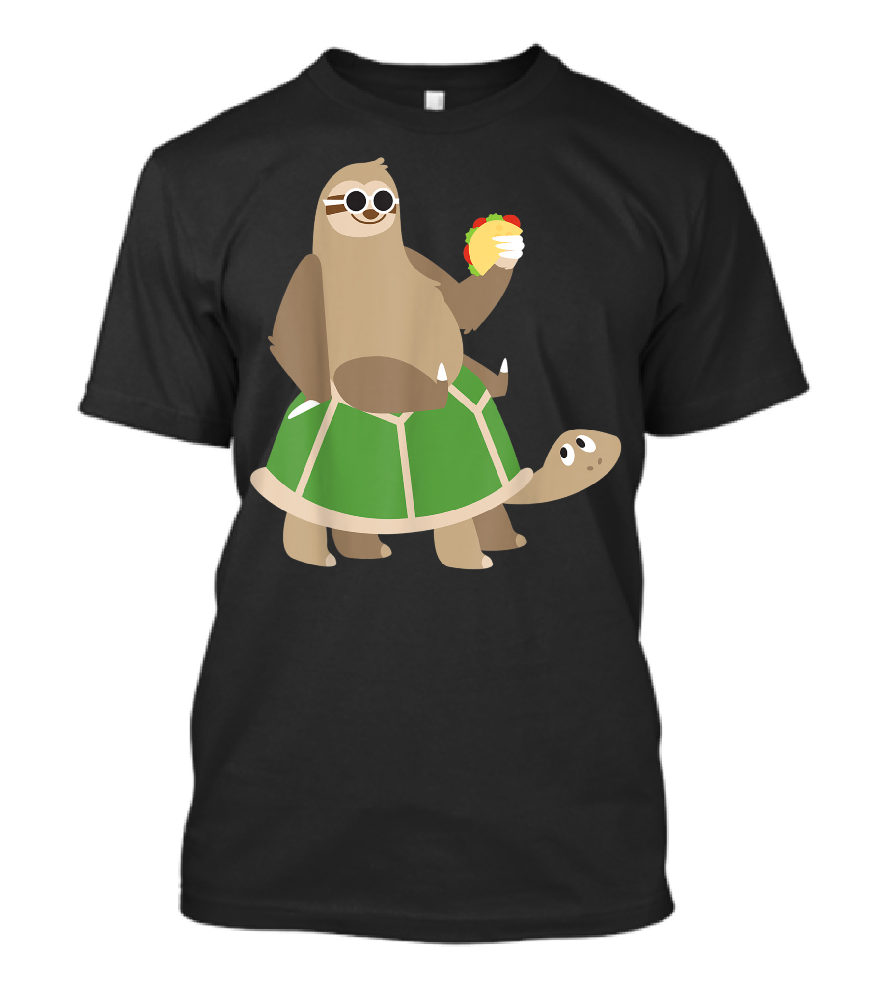 Sloth Riding Turtle Holding Taco Mexican Food Animal Lover T-Shirt