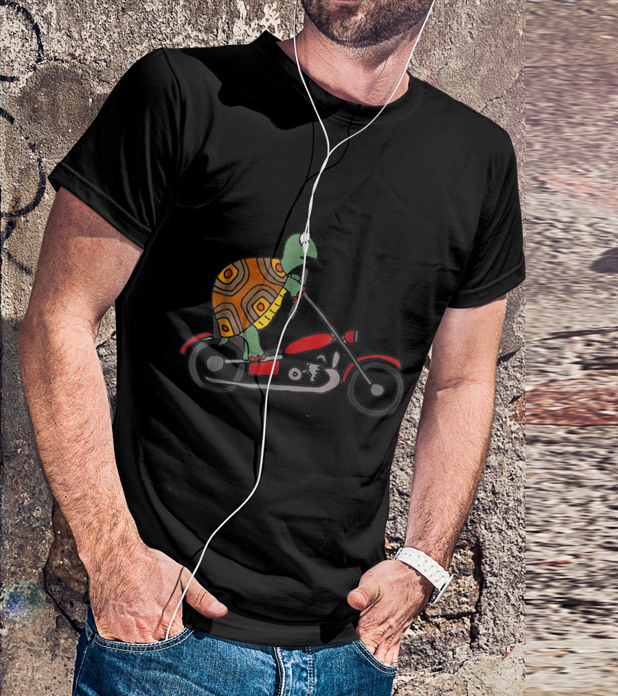 Smiletodaytees Turtle Riding Motorcycle Retro T-Shirt