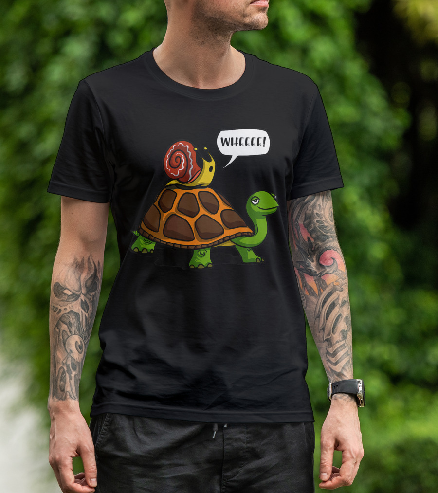 Snail Riding Turtle Wheeee Animals Women T-Shirt