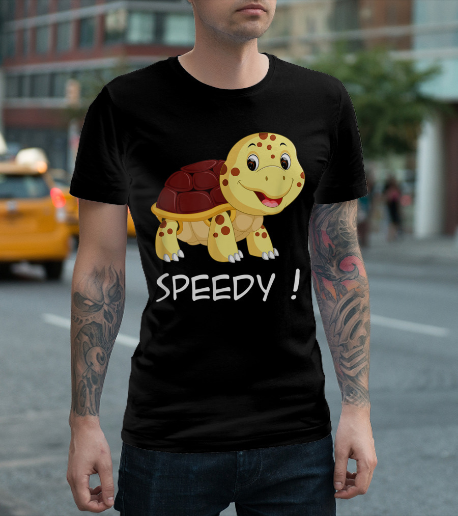 Speedy Turtle Enthusiastic Cartoon Character T-Shirt