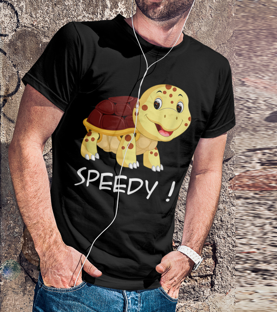 Speedy Turtle Enthusiastic Cartoon Character T-Shirt