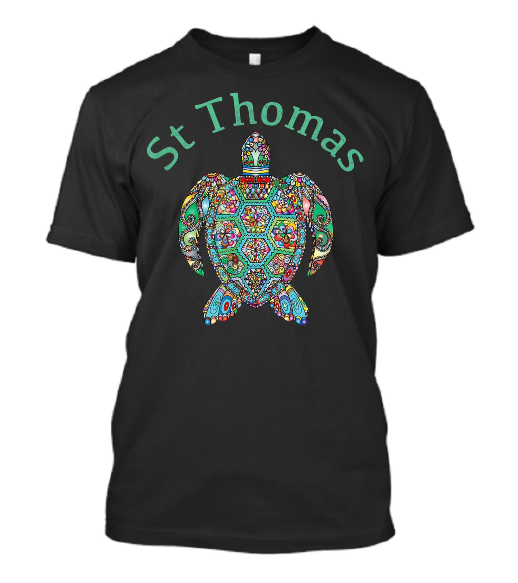 St Thomas Colorful Tribal Turtle Us Virgin Islands T-Shirt