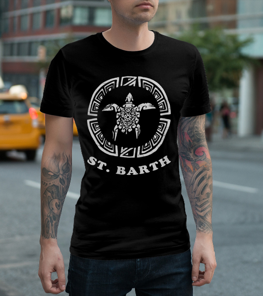 St Barth Caribbean Vintage Tribal Turtle T-Shirt