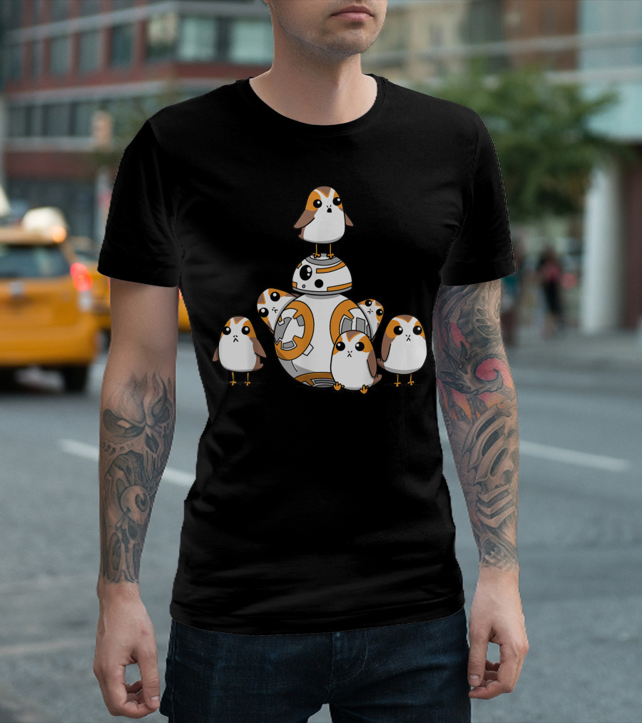 Star Wars Porgs With BB-8 Playing Together T-Shirt