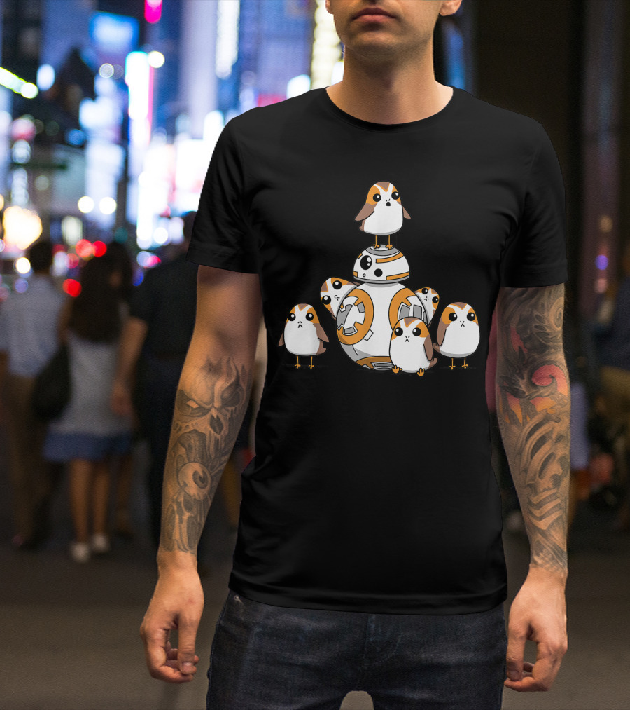 Star Wars Porgs With BB-8 Playing Together T-Shirt