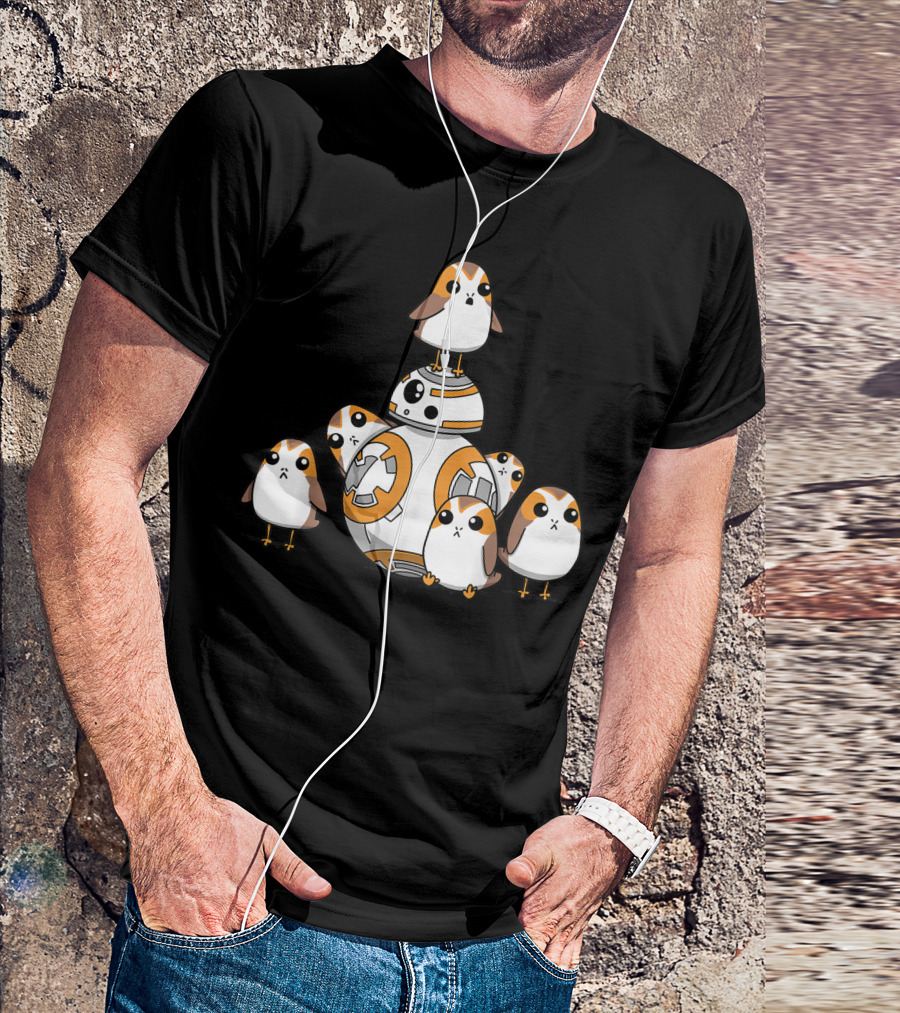 Star Wars Porgs With BB-8 Playing Together T-Shirt