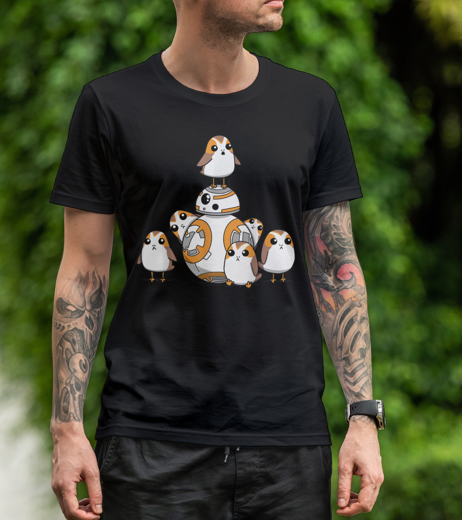 Star Wars Porgs With BB-8 Playing Together T-Shirt