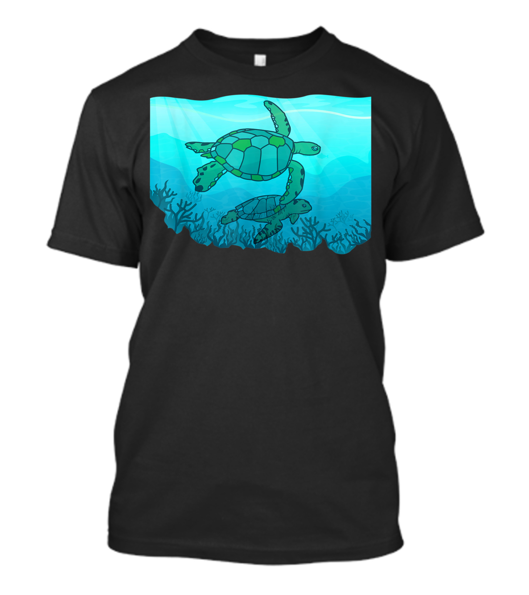 Swimming Sea Turtle Ocean Scene T-Shirt