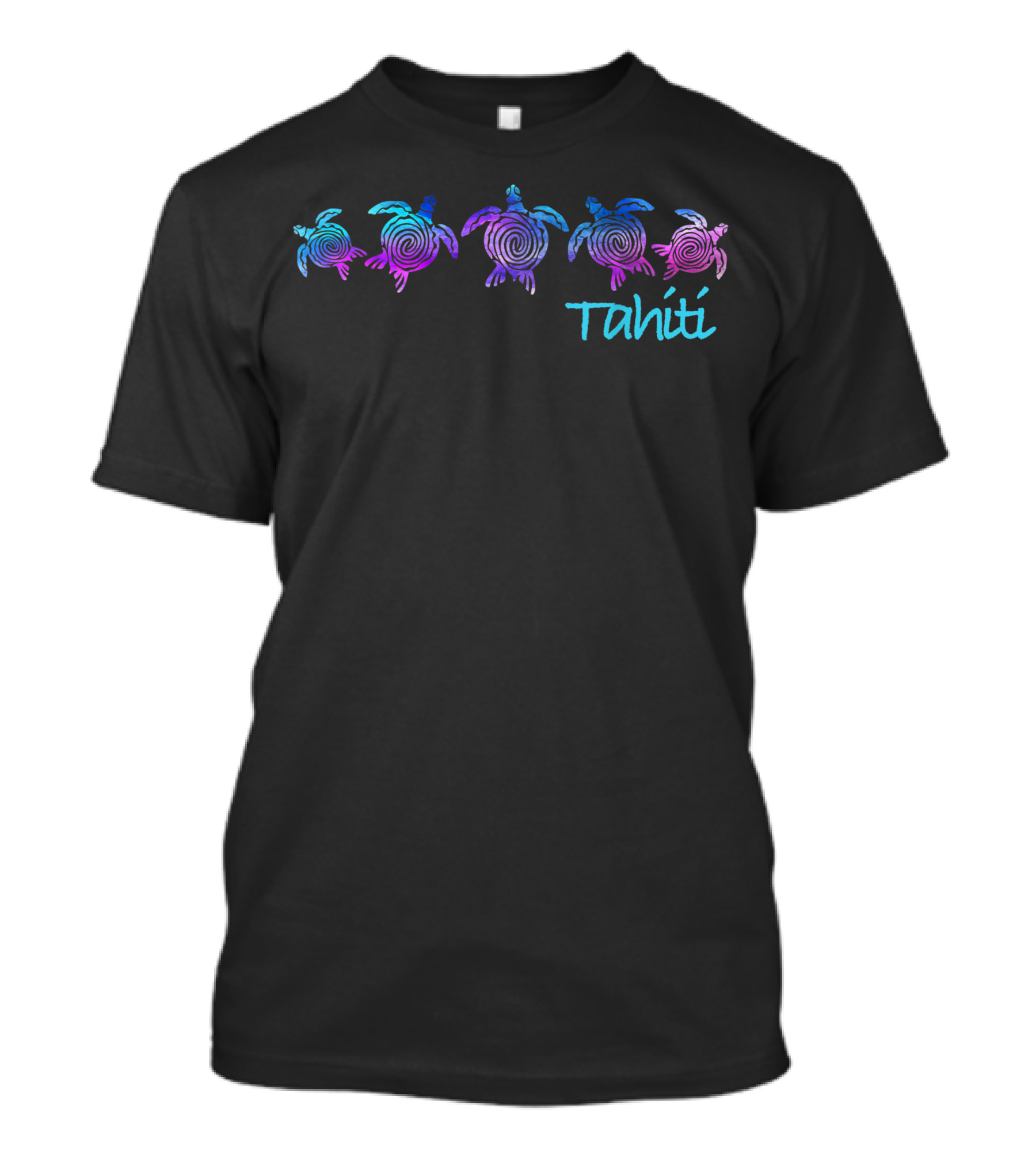 Tahiti Tribal Turtle Spiral Design With Colorful Turtle Motif T-Shirt