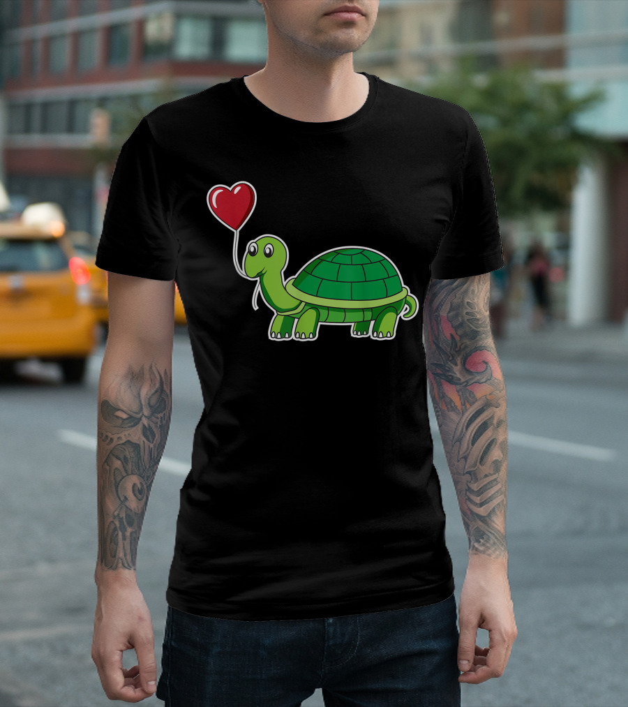 Valentines Day Turtle Tortoise Heart Balloon for Animal Lovers T-Shirt