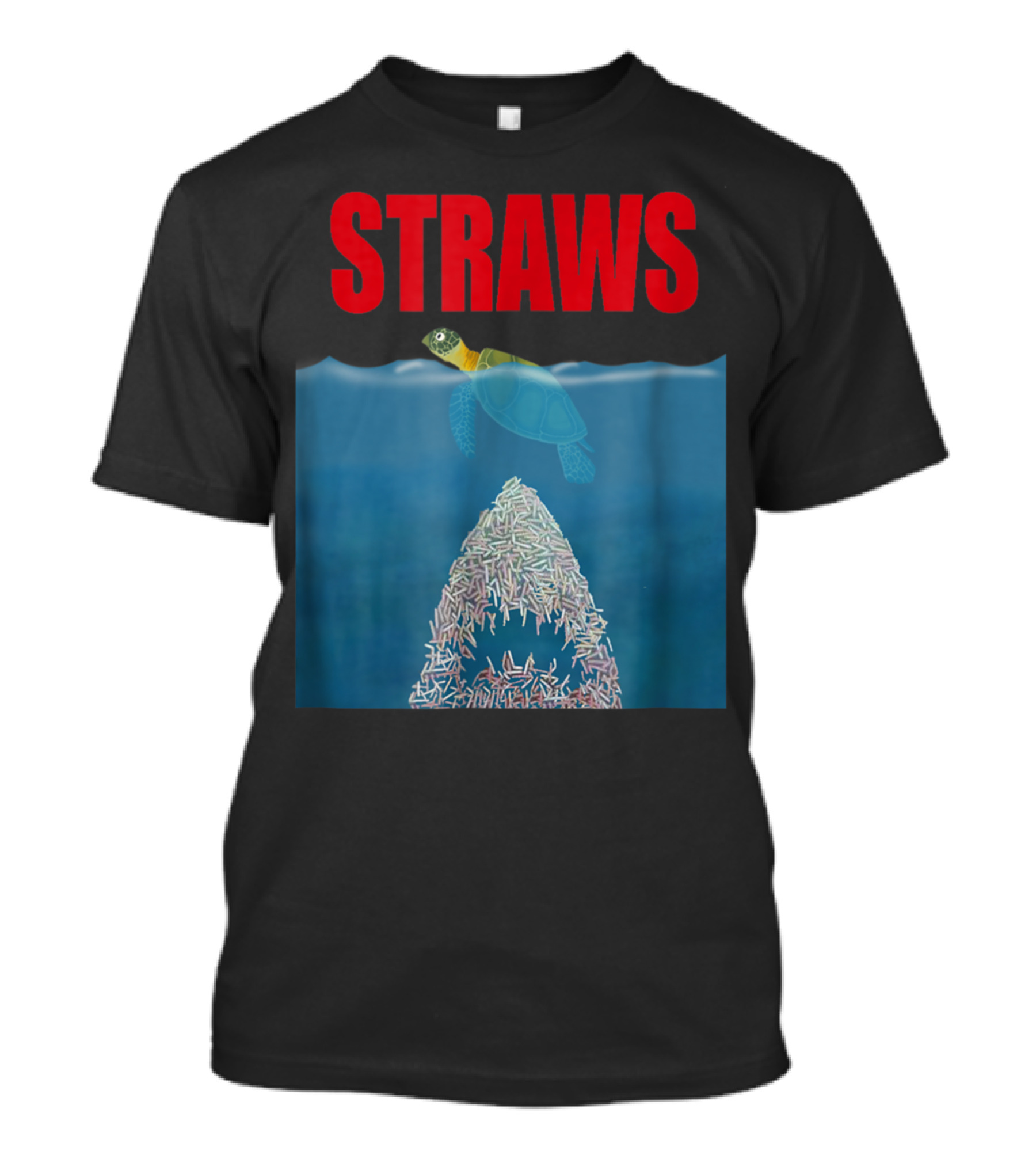 Ban Plastics Straws Save Sea Turtles Save Earth Straws Sea Turtle Ocean Conservation T-Shirt