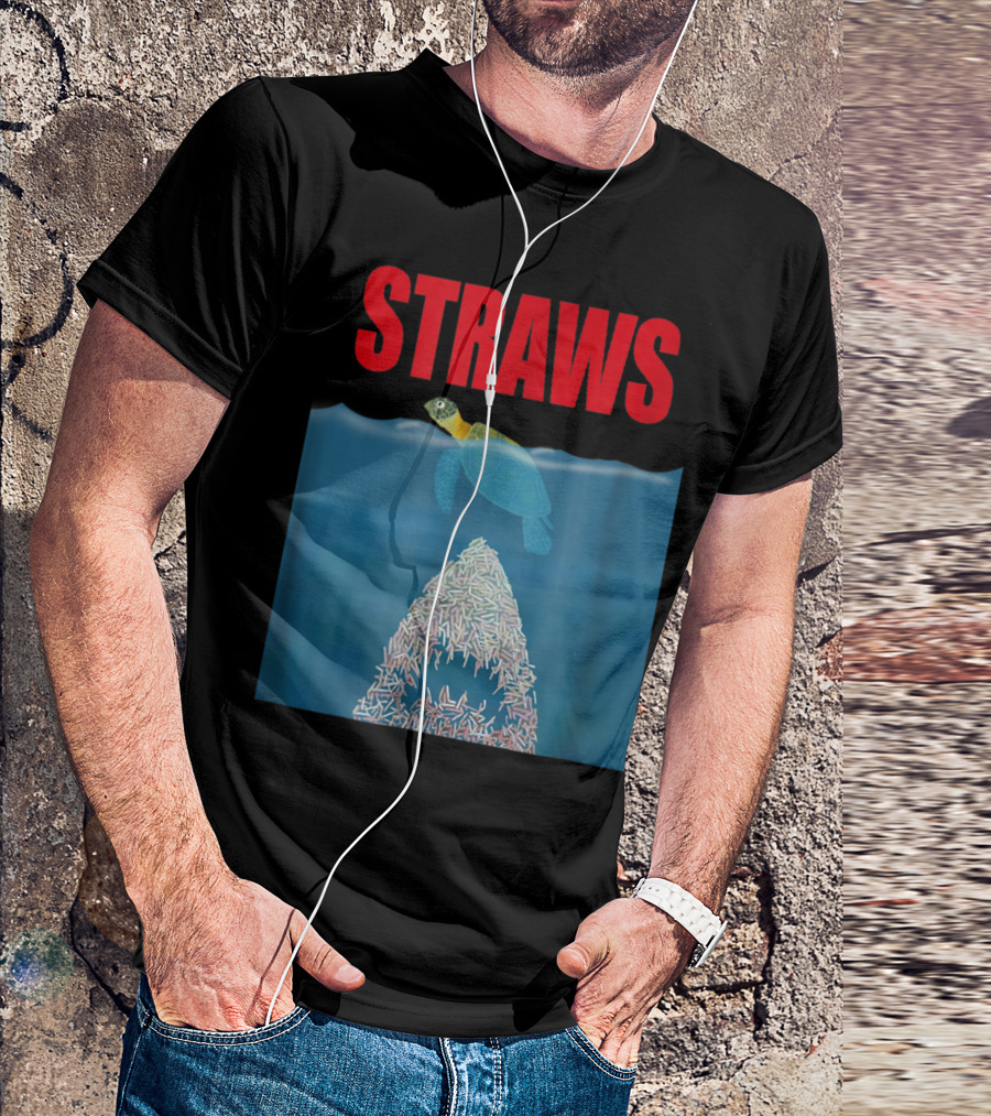 Ban Plastics Straws Save Sea Turtles Save Earth Straws Sea Turtle Ocean Conservation T-Shirt