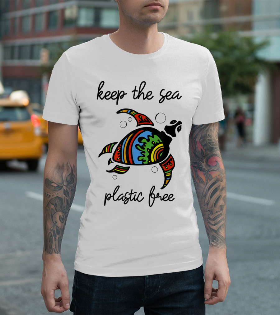 Keep The Sea Plastic Free Ocean Pollution Turtle Conservation T-Shirt
